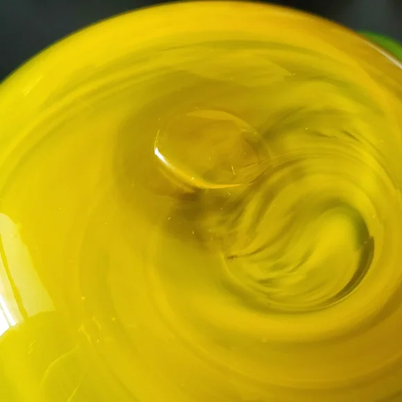 Huge Blenko 17" Handmade Yellow & Blue Art Glass Bowl - Picture 11 of 13